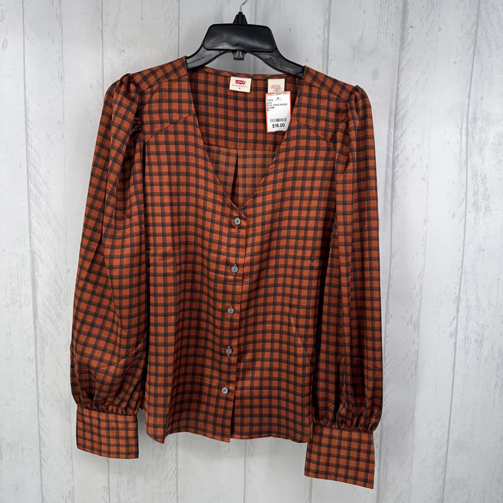 M l/s check button shirt