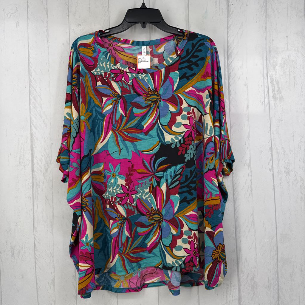 M flo print dolman slv top