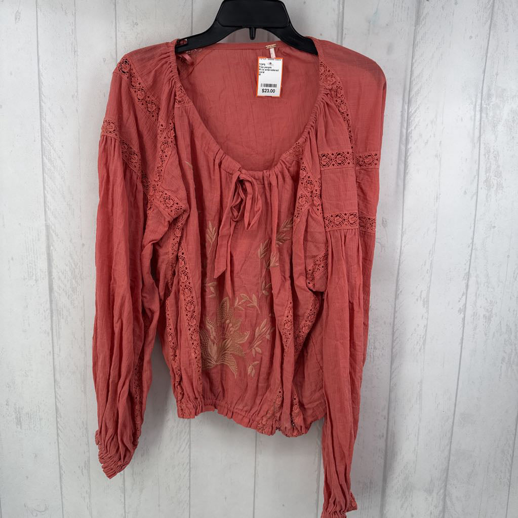 M l/s embroidered tie top