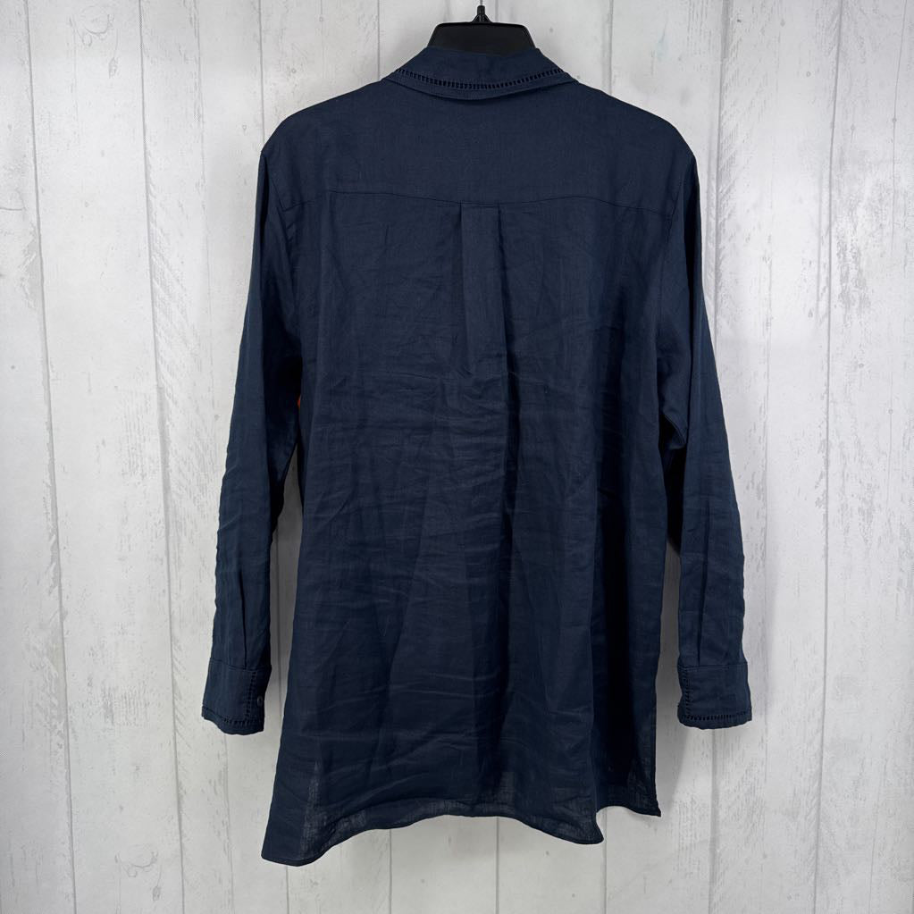 M linen button down l/s top