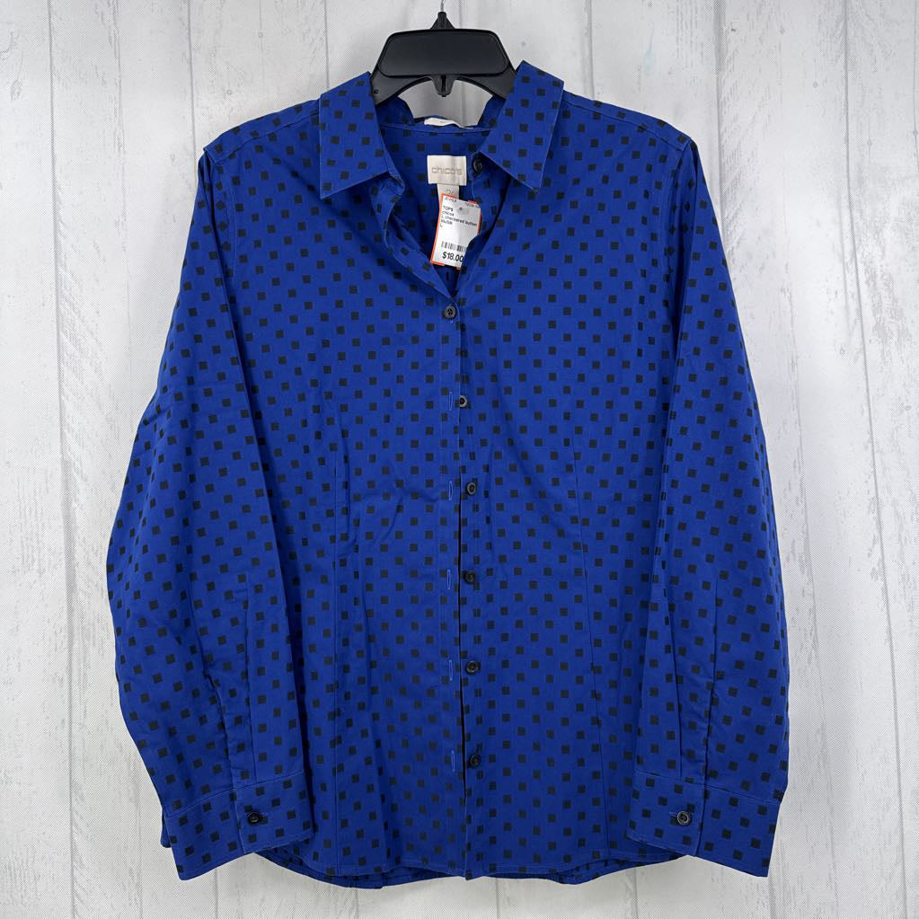 L checkered button down l/s top