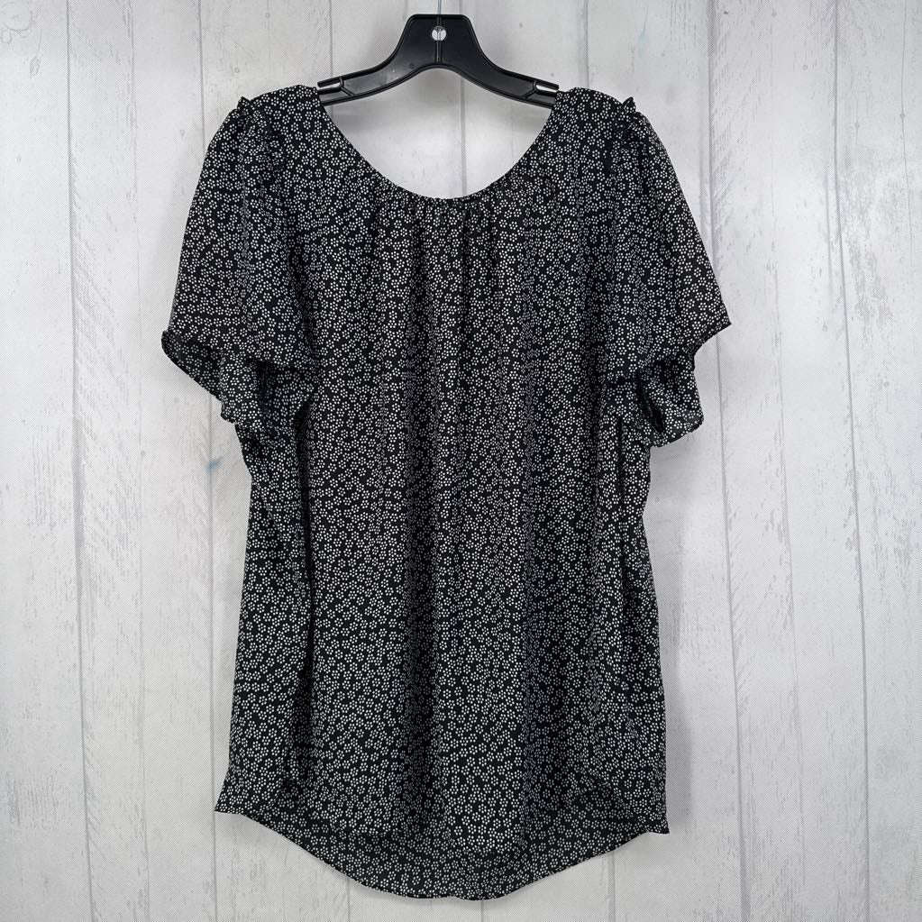 XL flo print tie-back s/s top