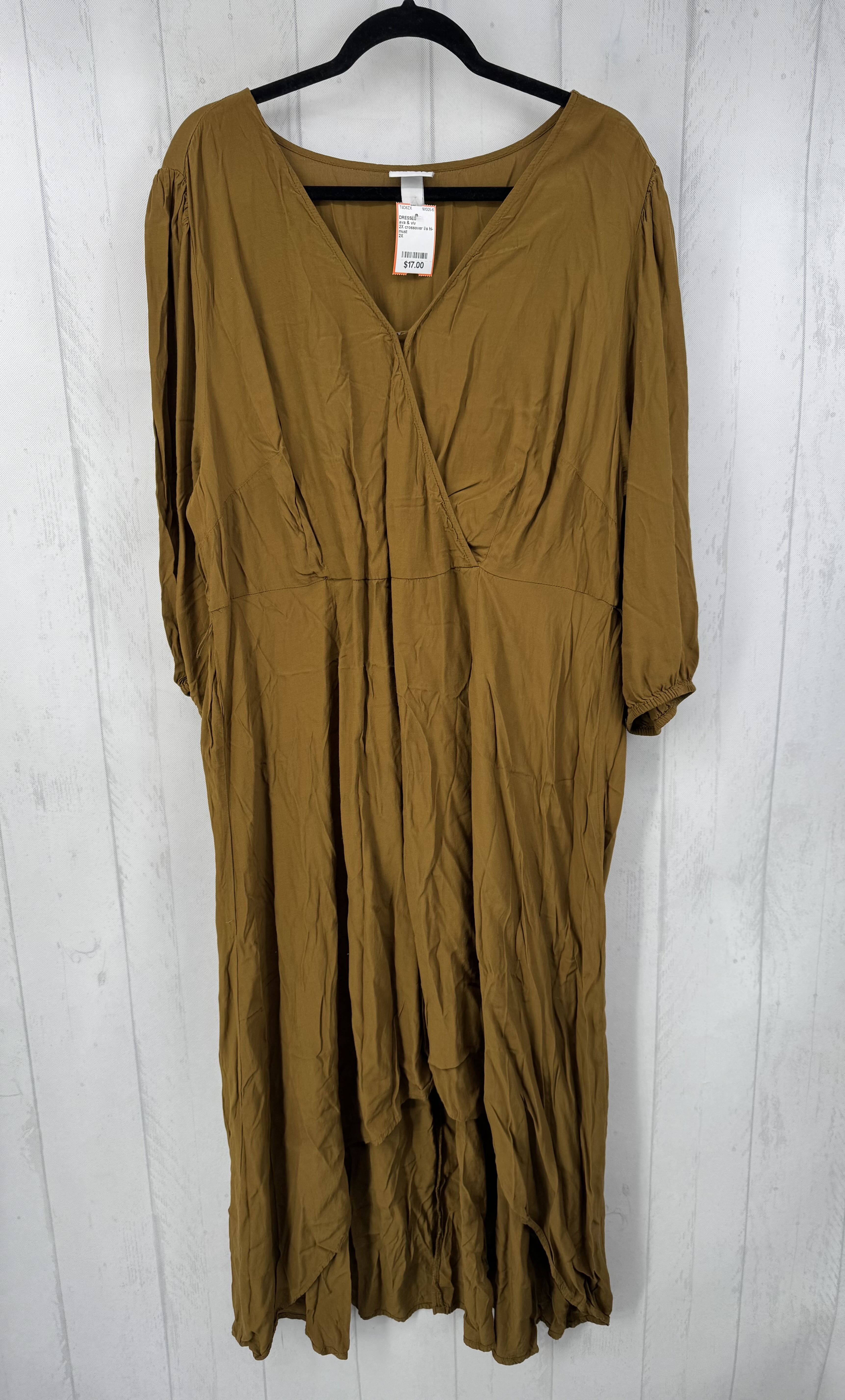 2X crossover l/s hi-lo dress