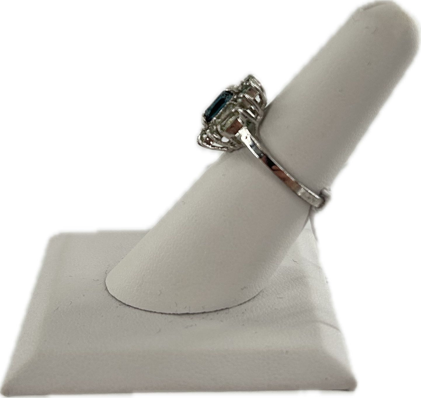 Sz7 vintage CZ cocktail ring blue stone ring