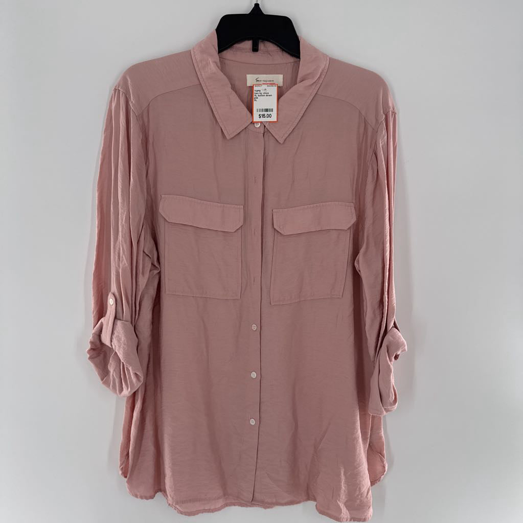XL button down tab slv top