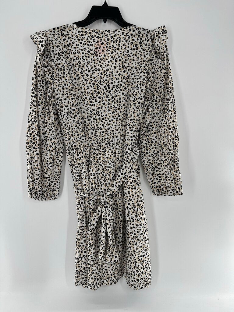 R98 M animal print v-neck l/s dress