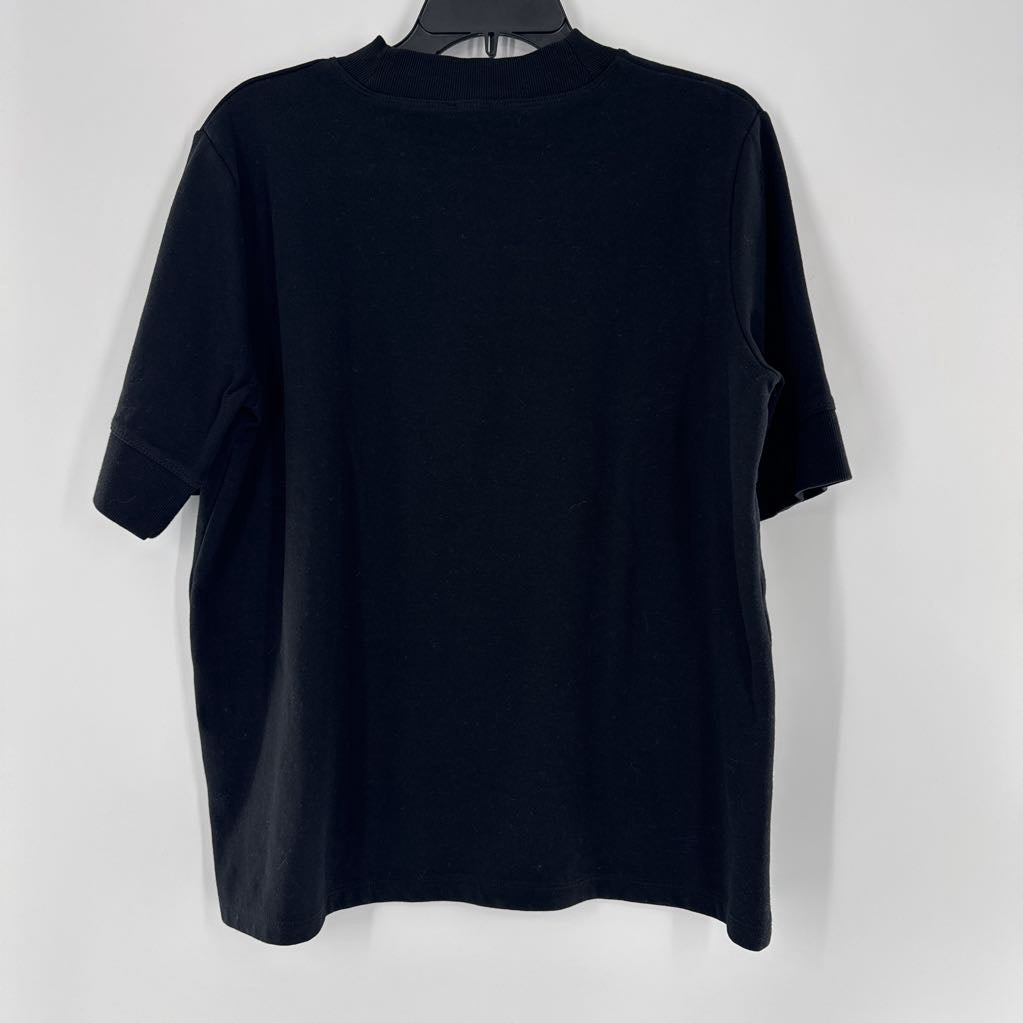 XL mock-neck elbow slv top