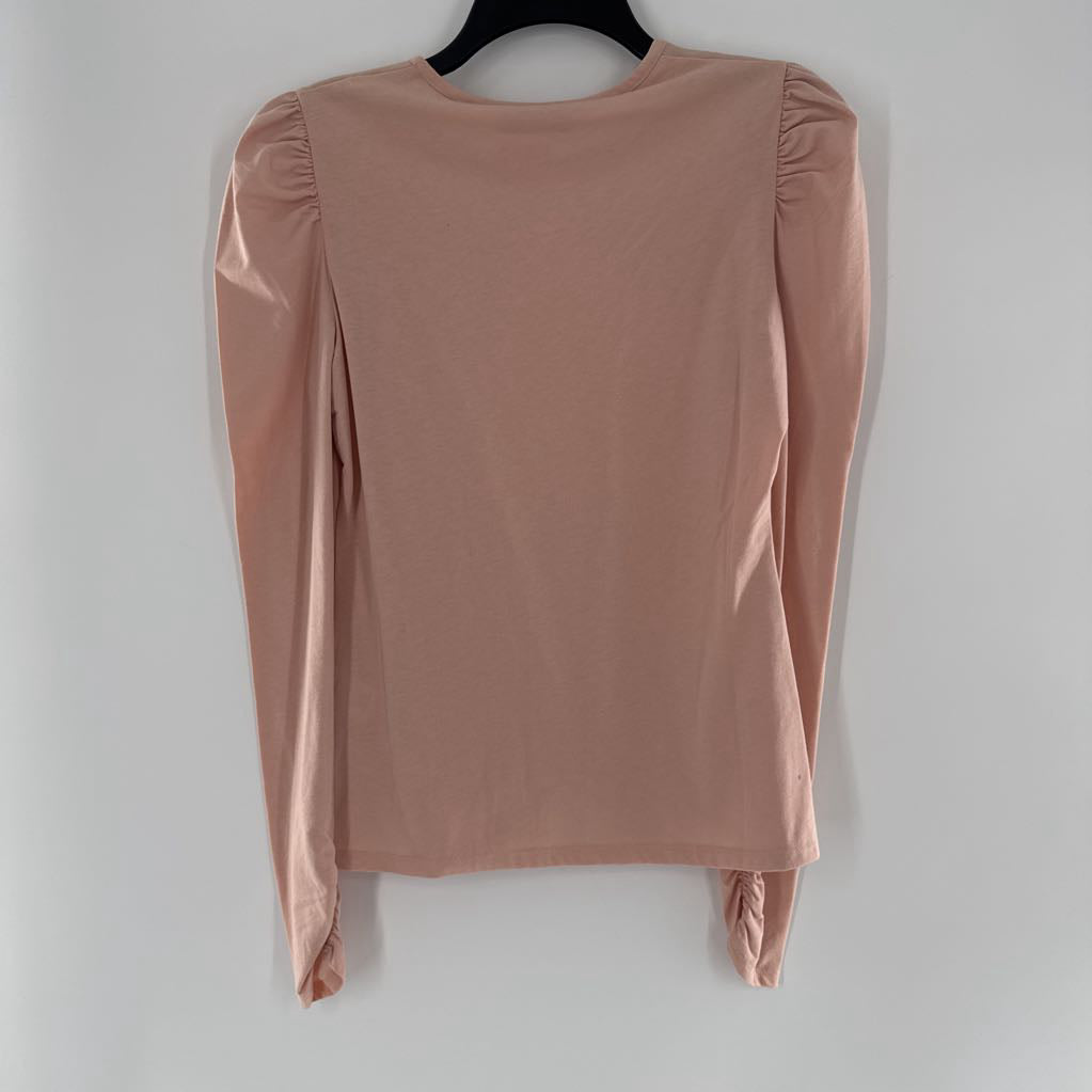 M crewneck ruched l/s top