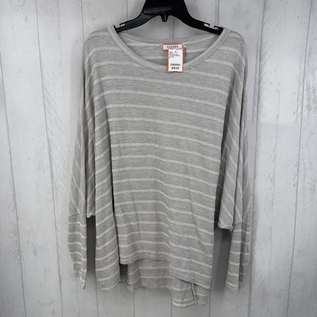 L striped dolman slv top
