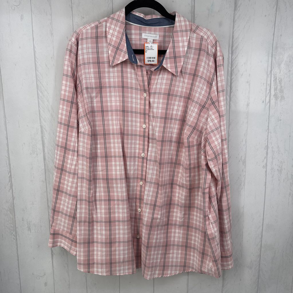 3X plaid button down l/s top