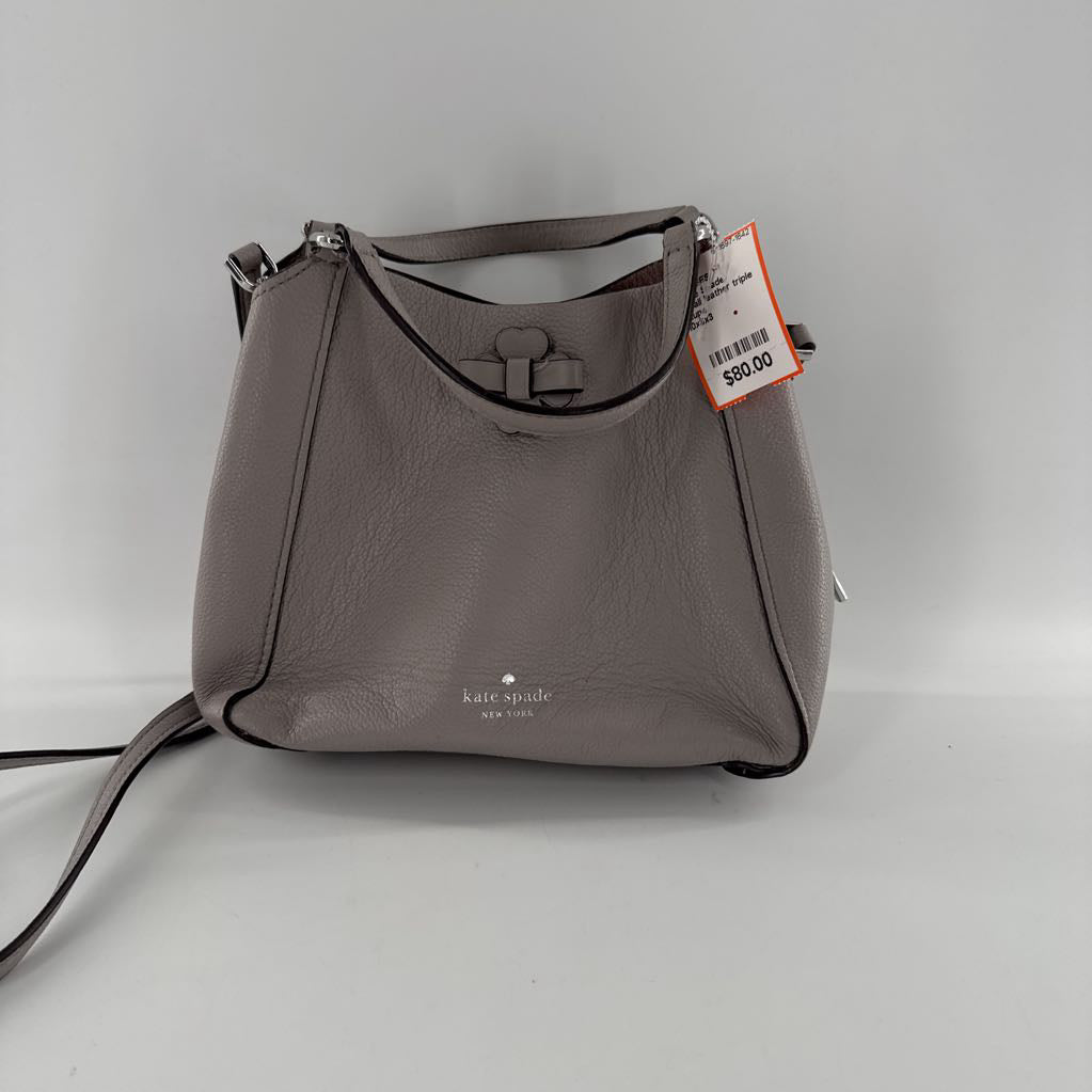 small leather triple compartment satchel