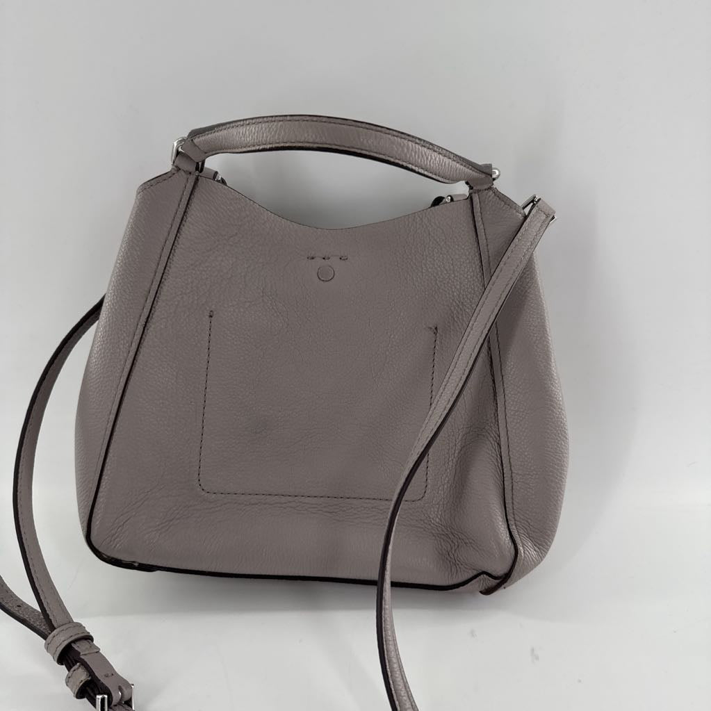 small leather triple compartment satchel