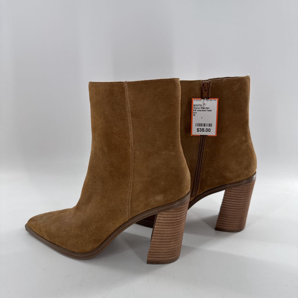 9.5 stacked heel suede boot