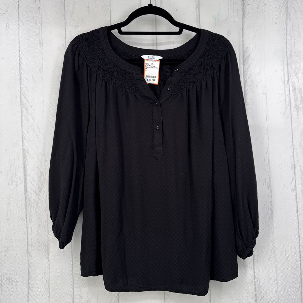 1X smocked 3/4 slv top