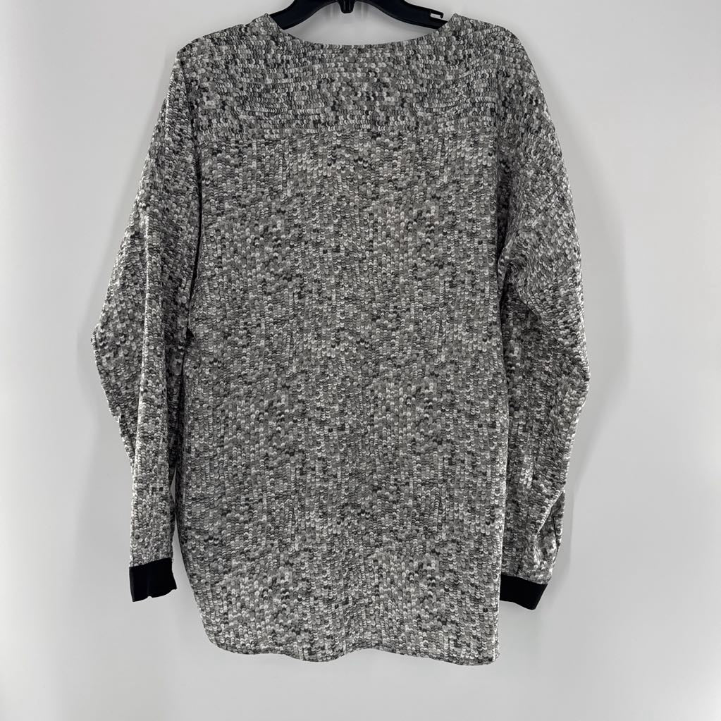 L printed v-neck l/s top