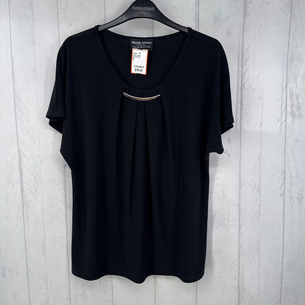 XL gold bar gathered s/s top