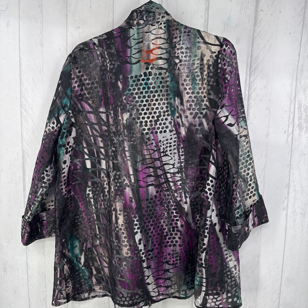 10 semi-sheer full zip 3/4 slv jacket