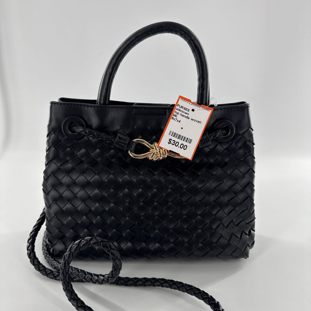 top handle woven crossbody