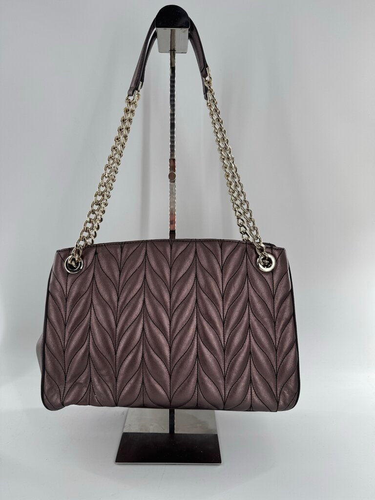 quilted metallic chain strap purse