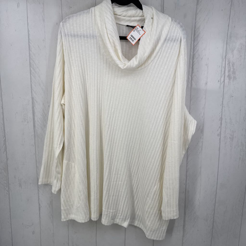 3XP rib knit cowl neck 3/4 slv top