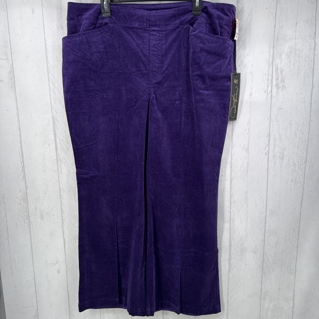 22-PW velour pull-on wide leg pant