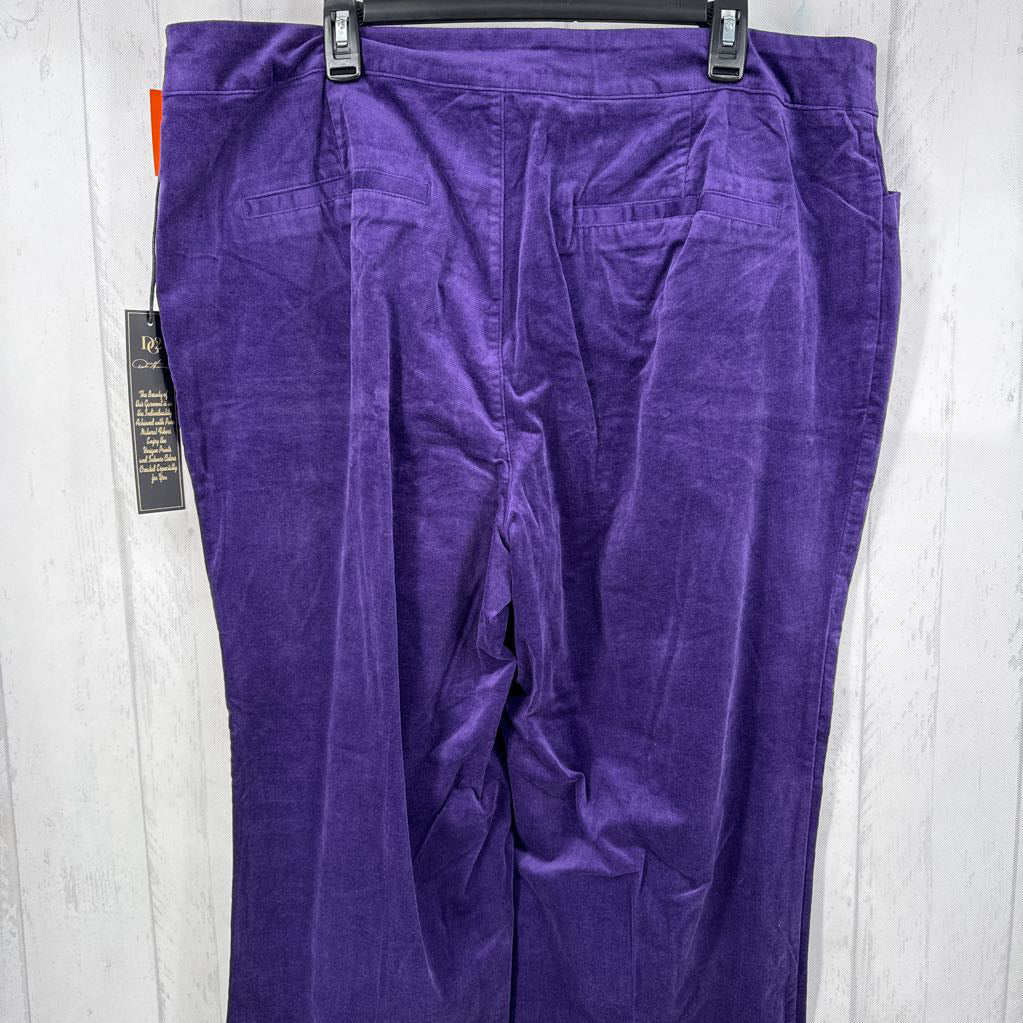 22-PW velour pull-on wide leg pant
