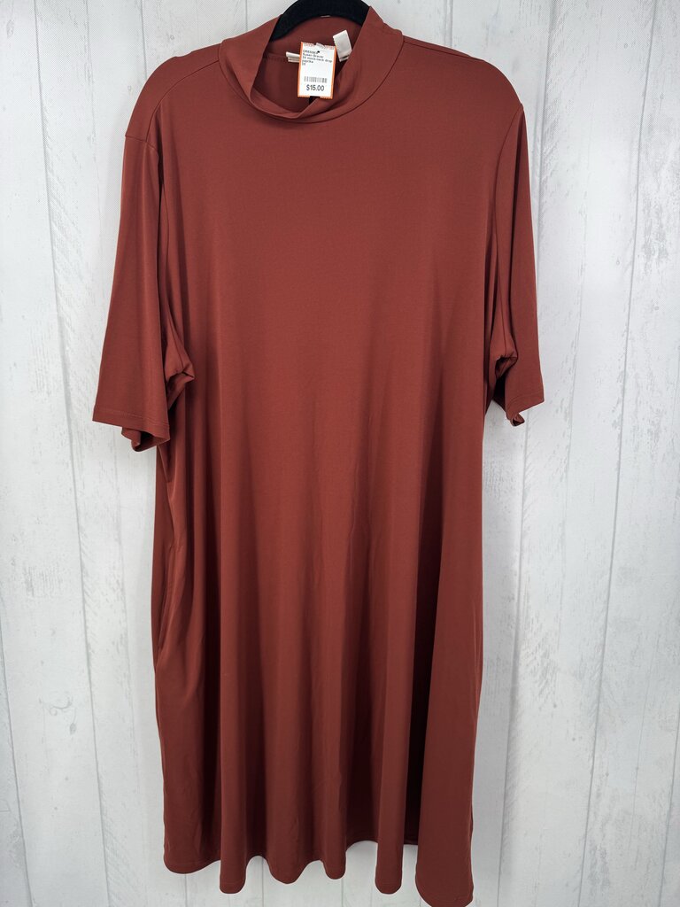 3X mock-neck drop shoulder dress