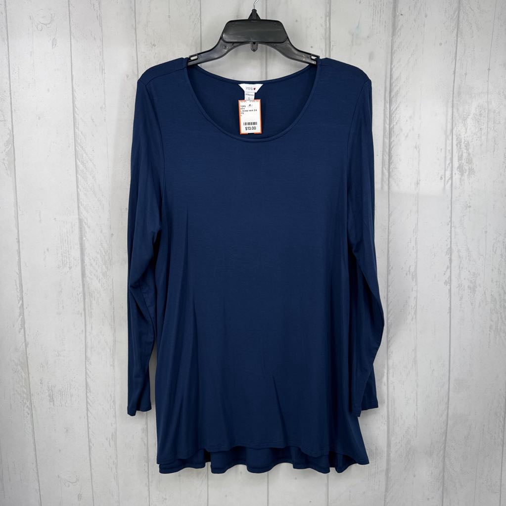 L scoop neck 3/4 slv hi-lo top