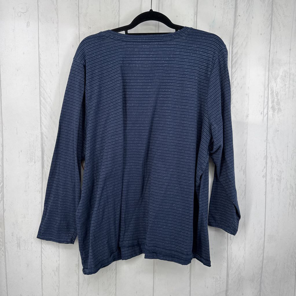 3X striped v-neck l/s tee