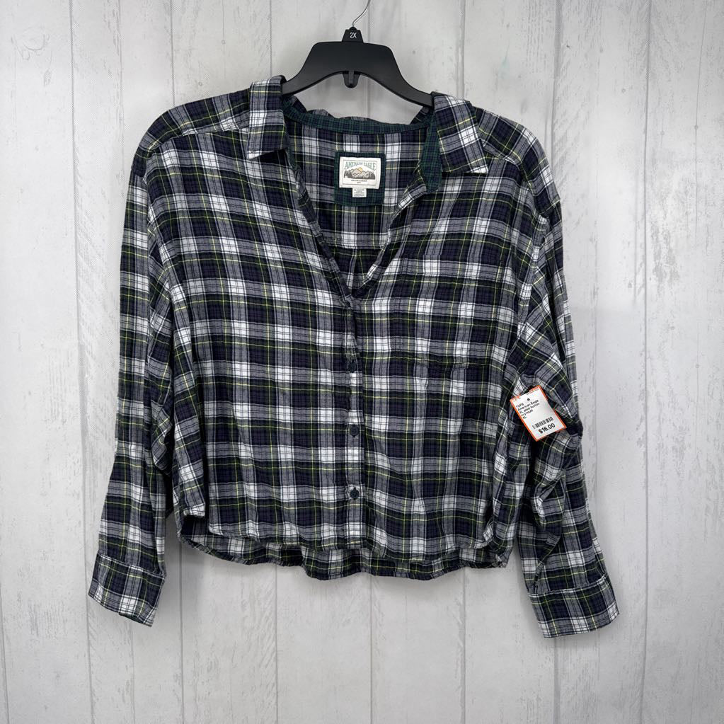 XL plaid button down l/s top