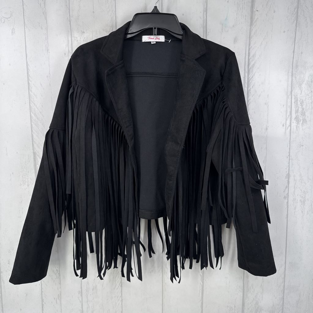 XL fringe faux suede jacket