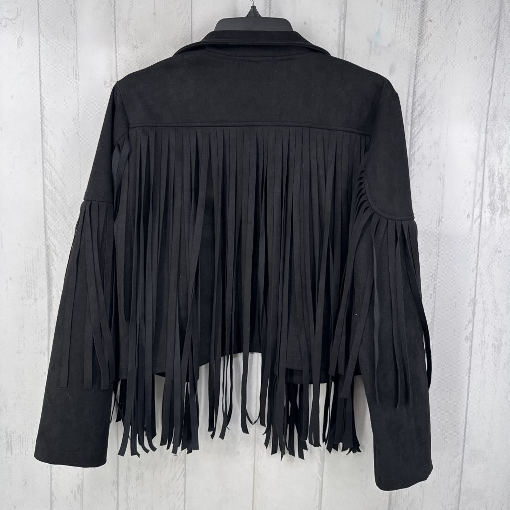 XL fringe faux suede jacket
