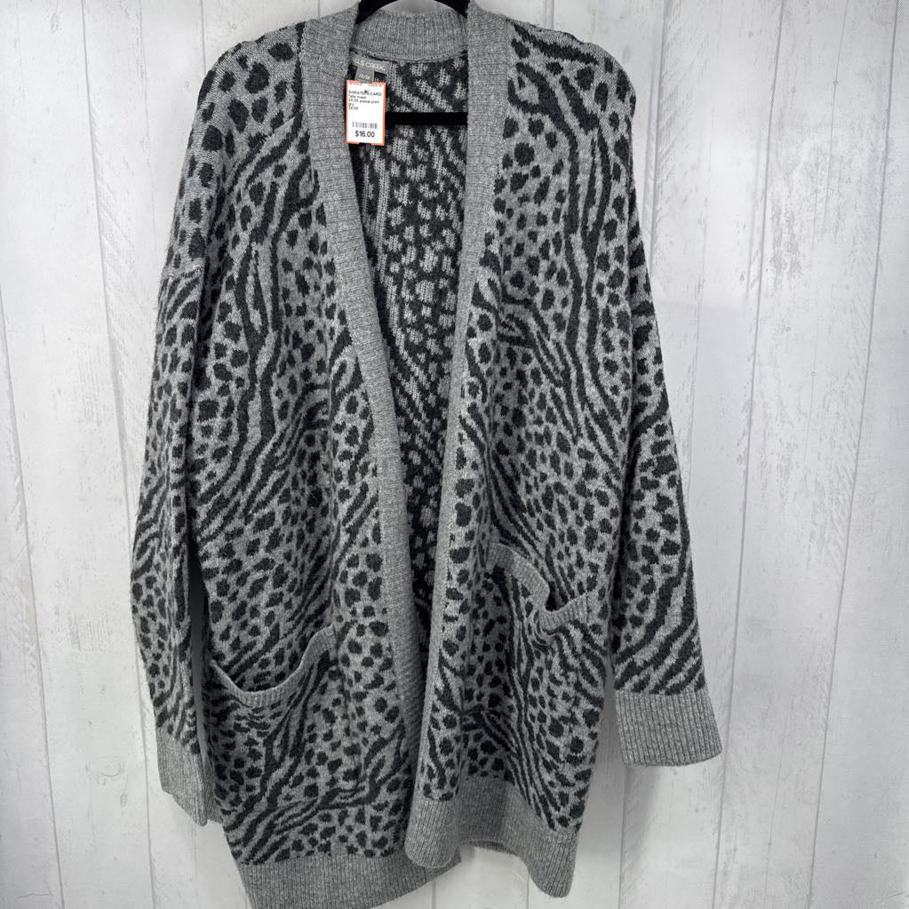 2X/3X animal print open front cardi