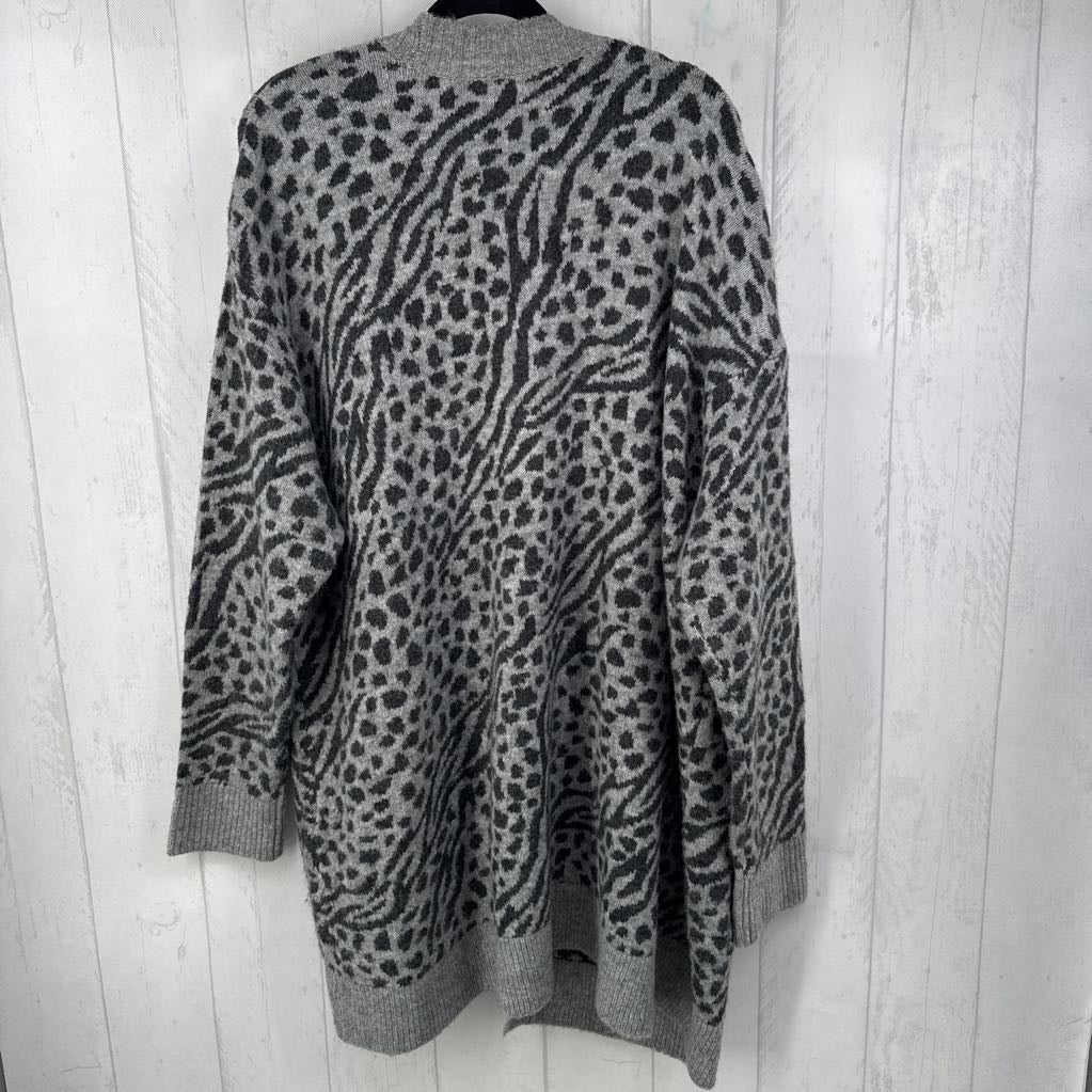 2X/3X animal print open front cardi
