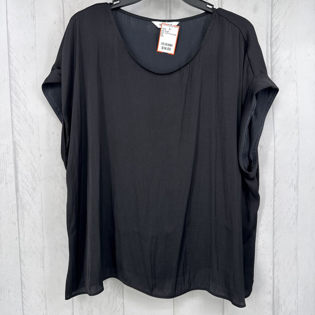 XXL cuff s/s scoop neck top