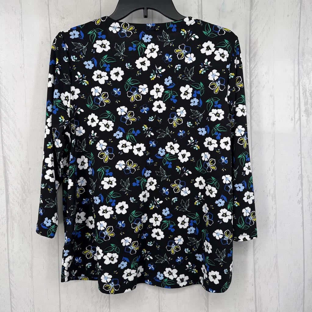 PL 3/4 slv v-neck floral top