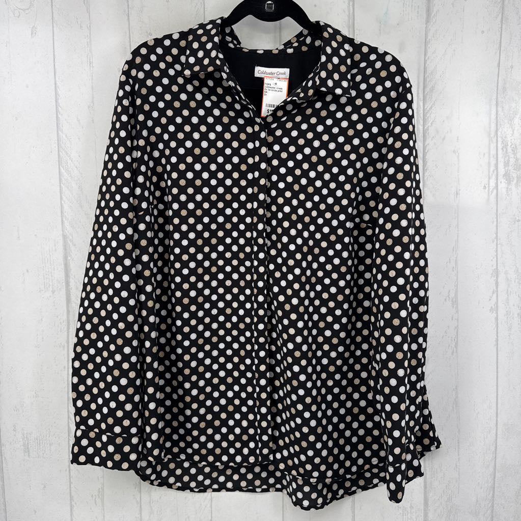 2x l/s circle print button shirt