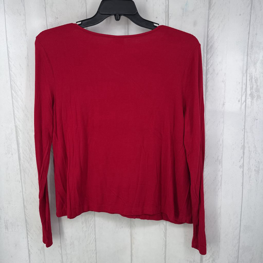 L rib-knit v-neck l/s top