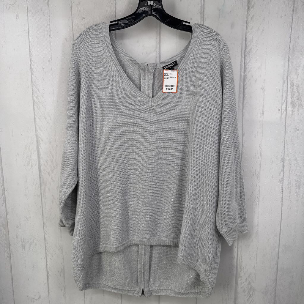 L v-neck 3/4 slv hi-lo top