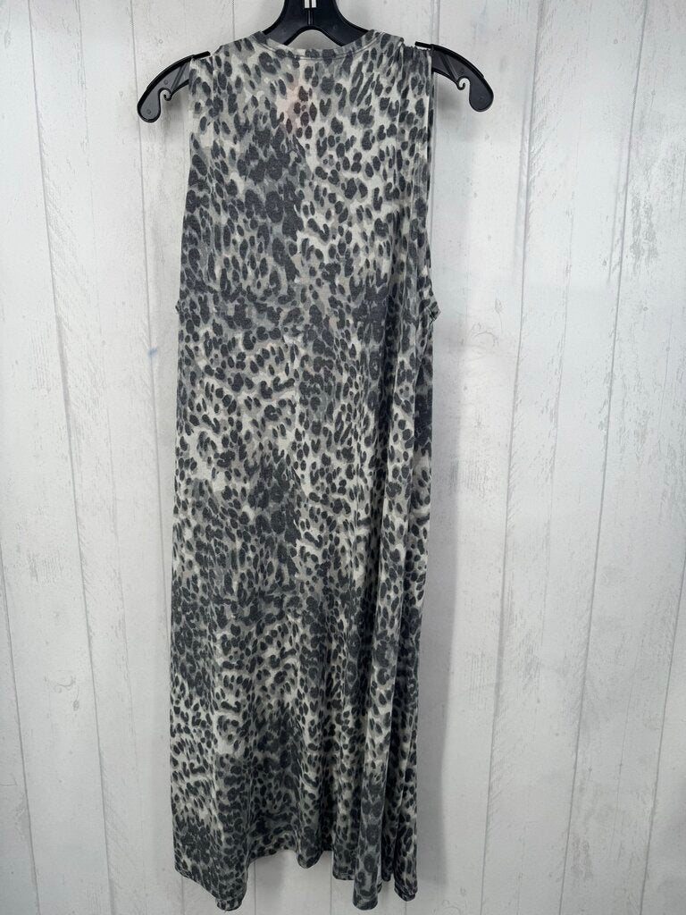 M animal print long vest