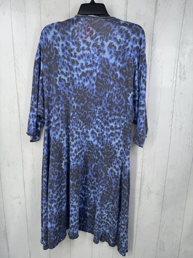 M animal print elbow slv hi-lo cardi