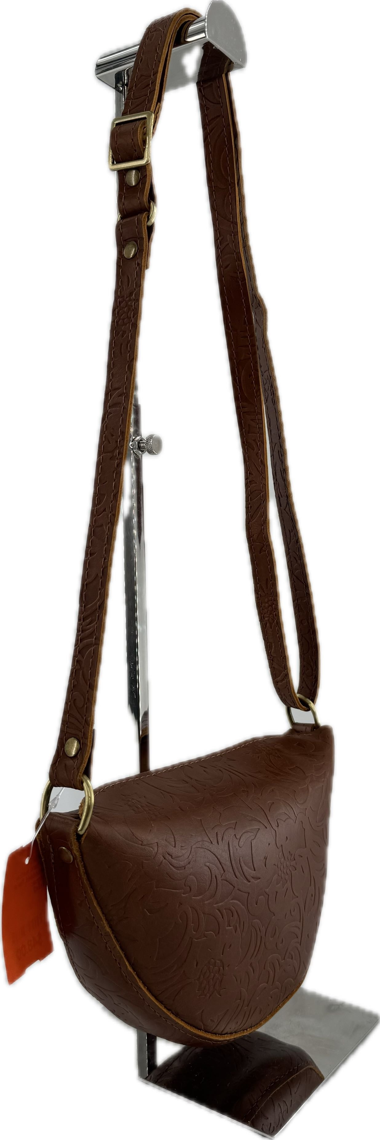 embossed floral leather crossbody