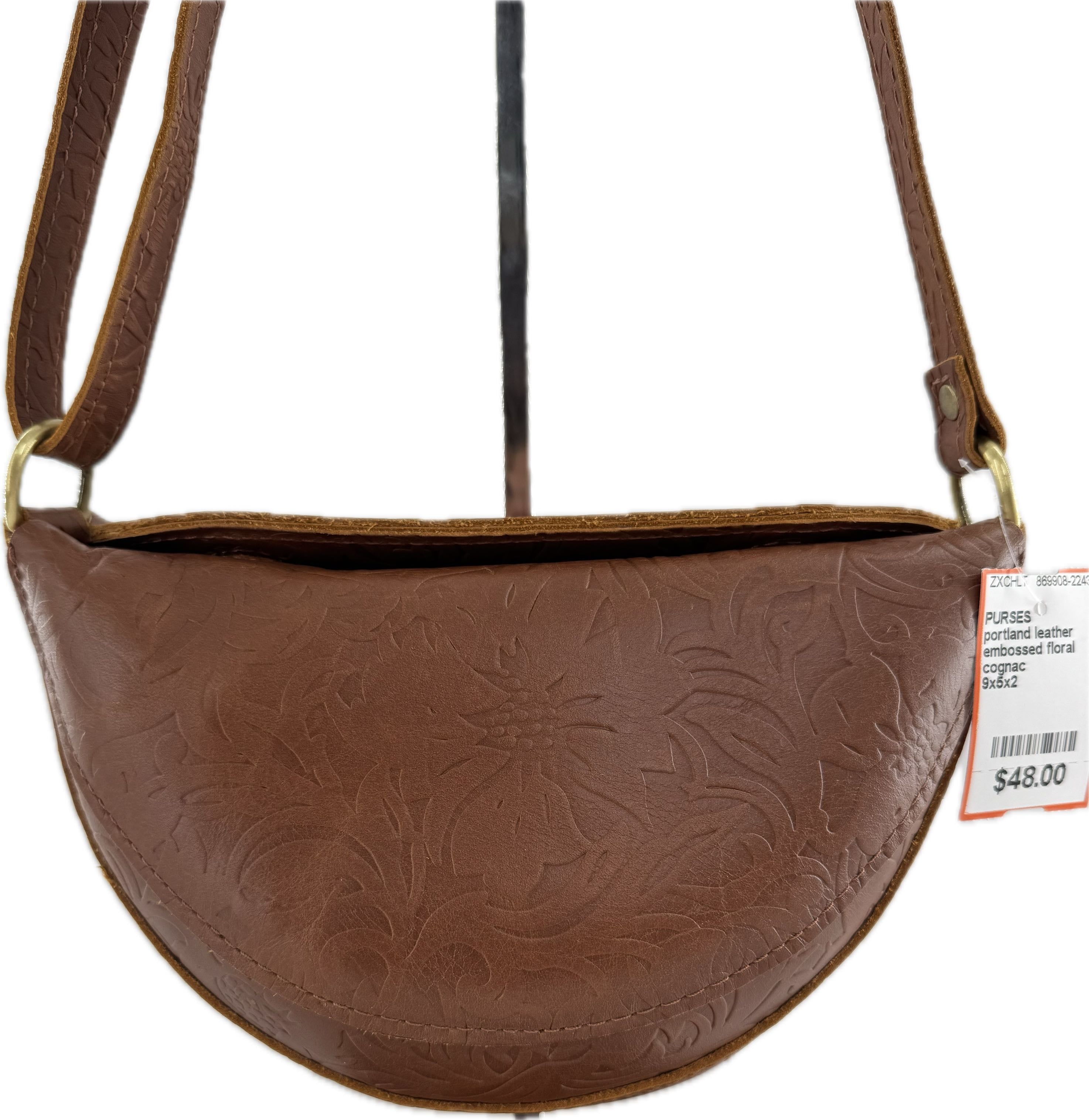 embossed floral leather crossbody