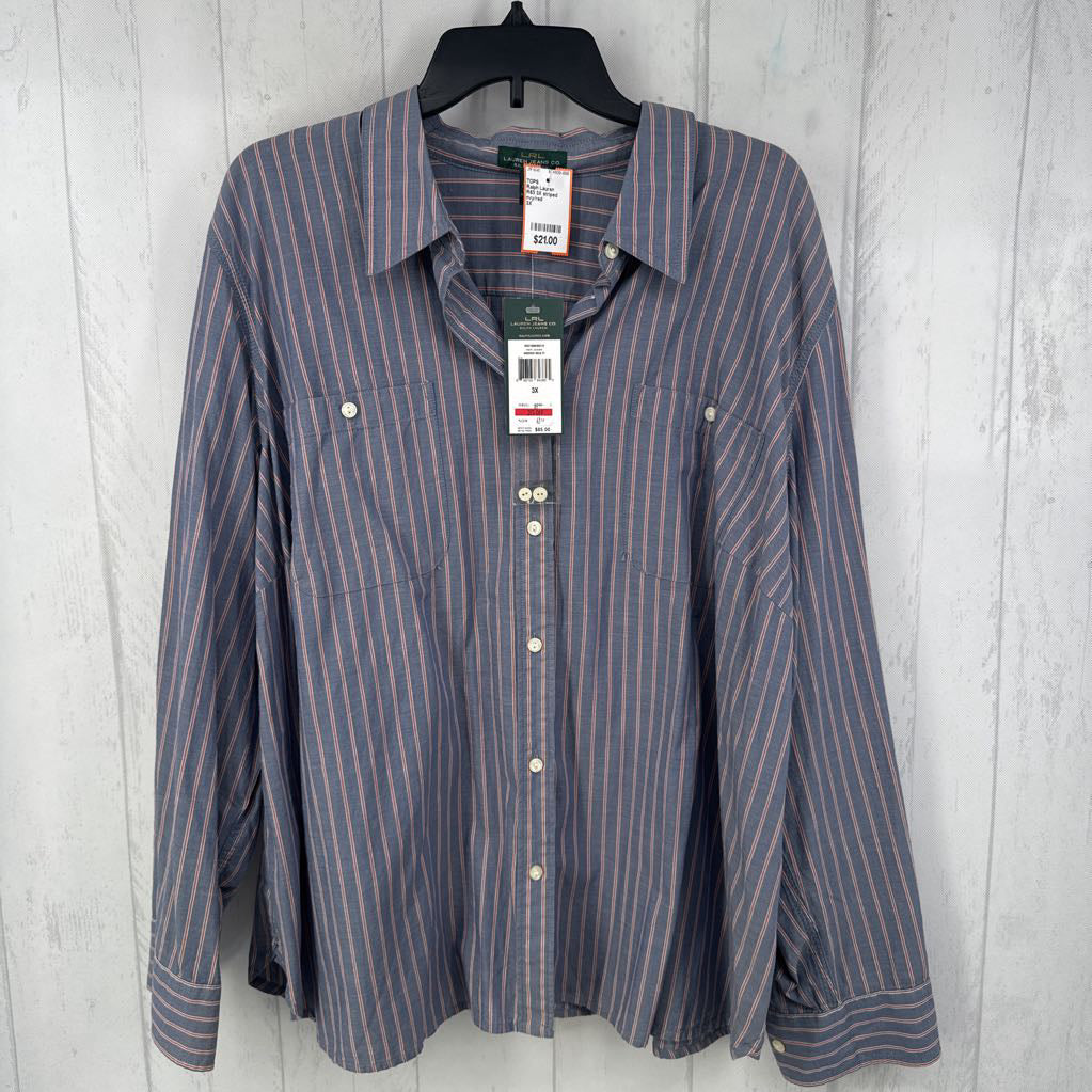 R63 3X striped button down l/s top