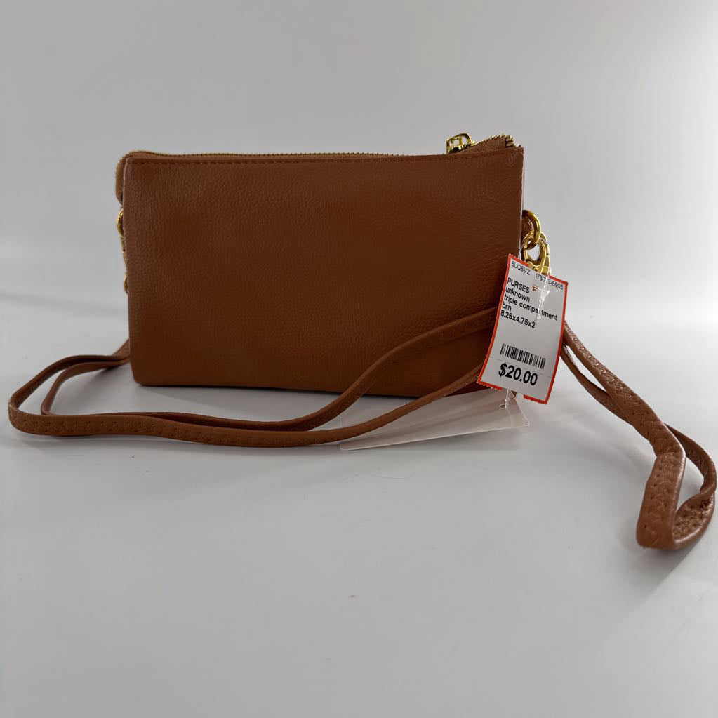 triple compartment crossbody/wristlet