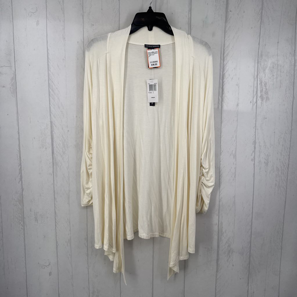 L open front ruched slv cardi