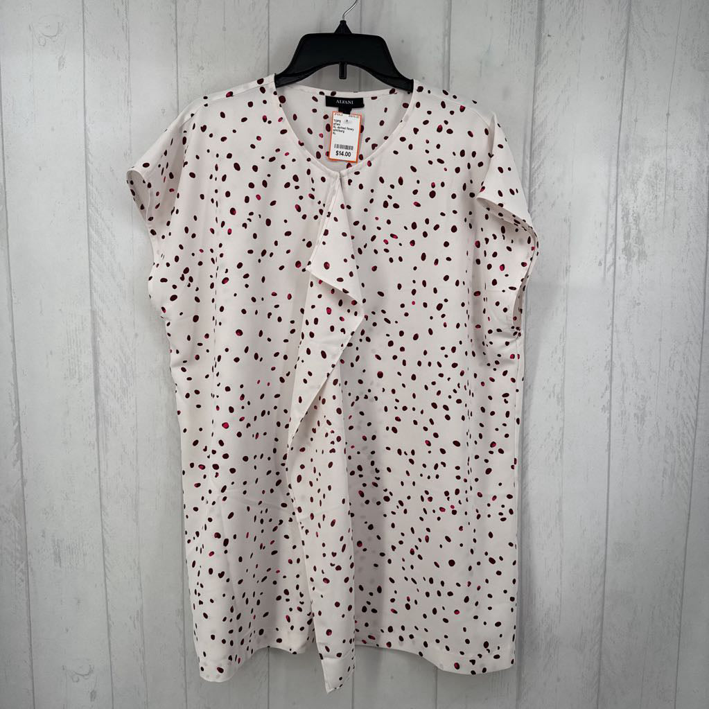 XL dotted flowy cap slv top