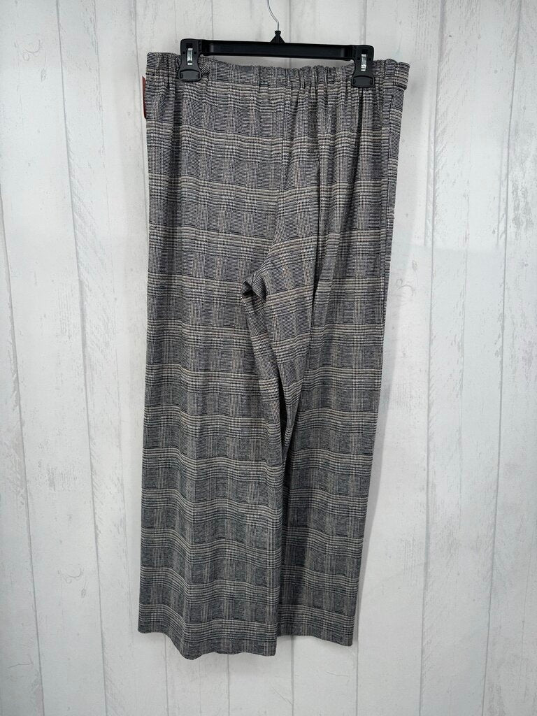 L plaid pull-on wide leg pant