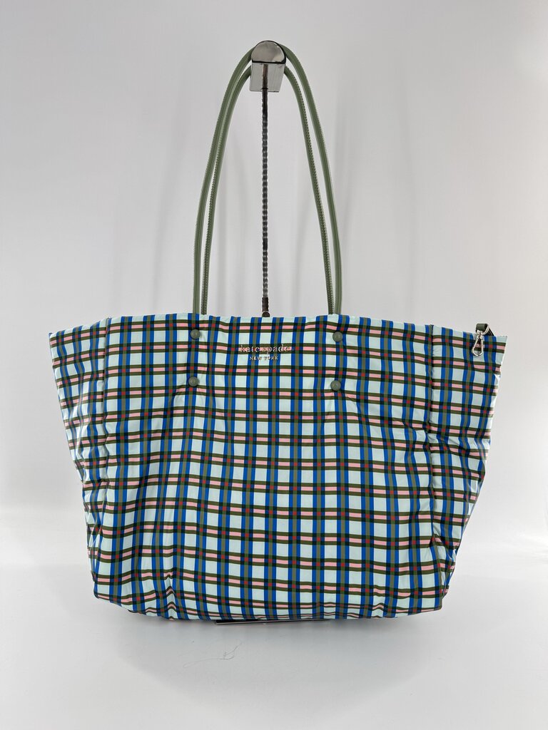R198 puffy plaid tote