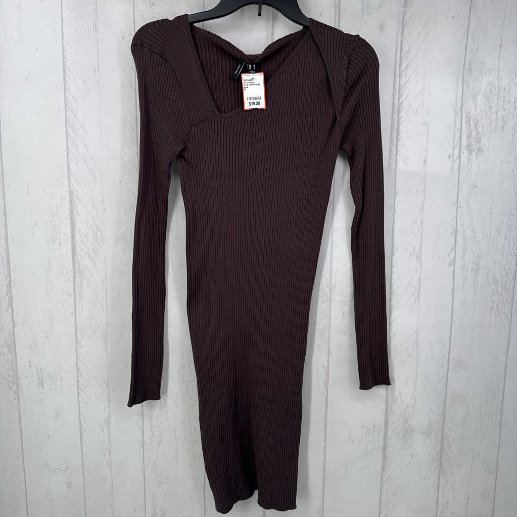 M l/s ribbed body con dress